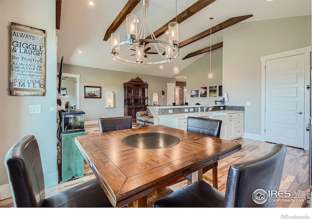 5279 Long Dr, Timnath, CO 80547 - dining room with a chandelier, light wood-style floors, and recessed lighting