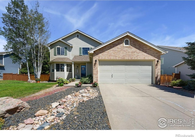 6836 Timpas Dr, Fort Collins, CO 80525 - traditional-style home featuring driveway, brick siding, and an attached garage