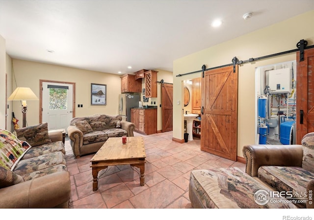 200 Falls Creek Dr, Bellvue, CO 80512 - living area with a barn door and recessed lighting