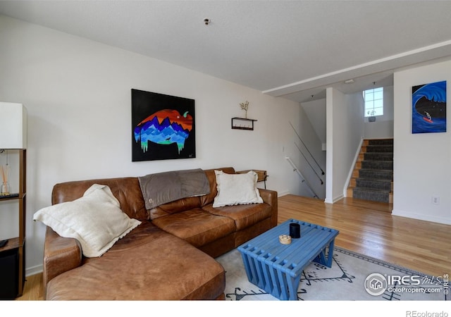 3970 Colorado Ave Unit G, Boulder, CO 80303 - living room with wood finished floors and stairs