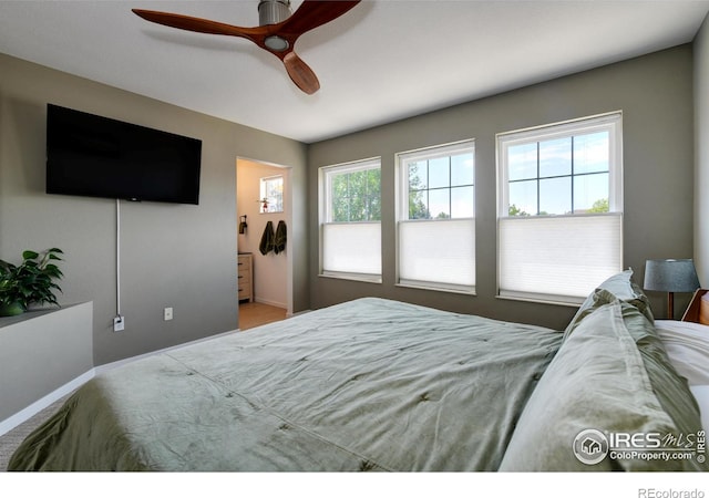 3970 Colorado Ave Unit G, Boulder, CO 80303 - carpeted bedroom featuring baseboards and a ceiling fan