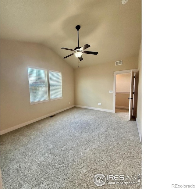 2110 Nancy Gray Ave, Fort Collins, CO 80525 - unfurnished room with a ceiling fan, vaulted ceiling, and carpet
