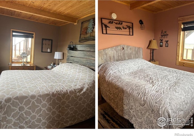 2780 Camel Rock Rd, Red Feather Lakes, CO 80545 - bedroom with a wooden ceiling with exposed beams