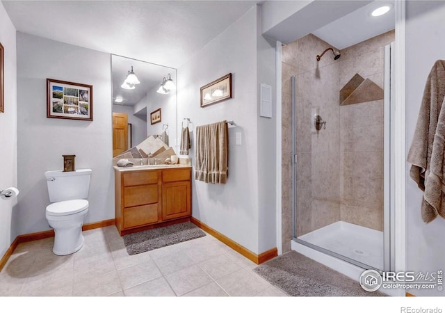 147 Keystone Trl, Broomfield, CO 80020 - bathroom featuring vanity, a stall shower, and tile patterned floors