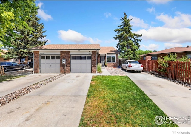 1200-1202 Parker Dr, Longmont, CO 80501 - ranch-style home with concrete driveway, brick siding, and an attached garage