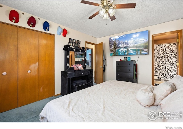 1200-1202 Parker Dr, Longmont, CO 80501 - carpeted bedroom with a textured ceiling and ceiling fan