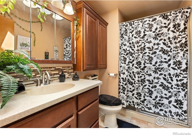 1200-1202 Parker Dr, Longmont, CO 80501 - full bath with decorative backsplash, vanity, and curtained shower