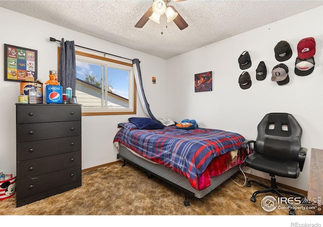 1200-1202 Parker Dr, Longmont, CO 80501 - bedroom with carpet flooring, a textured ceiling, and ceiling fan