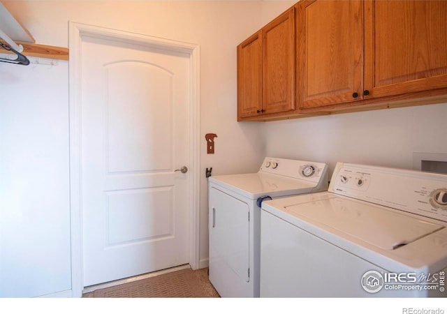 18441 Bandana Ln, Wellington, CO 80549 - laundry room featuring independent washer and dryer and cabinet space