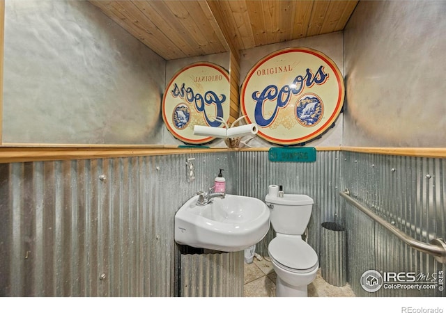 228 Mount Everest Dr, Livermore, CO 80536 - bathroom with wood ceiling and tile patterned flooring