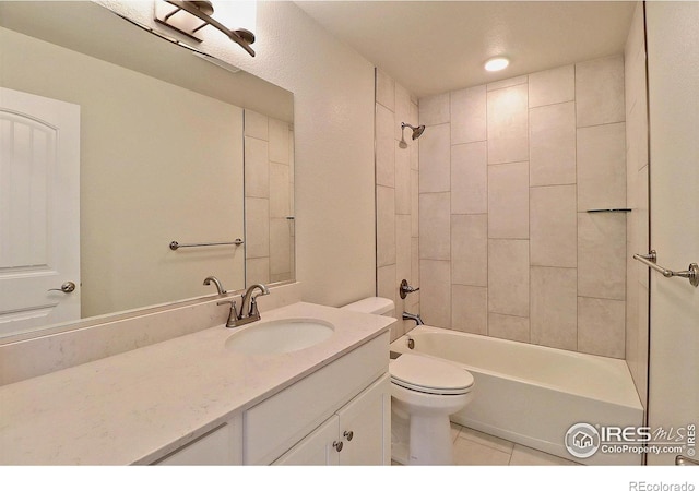 4327 Primrose Ln, Evans, CO 80620 - full bathroom with vanity, tile patterned flooring, and washtub / shower combination