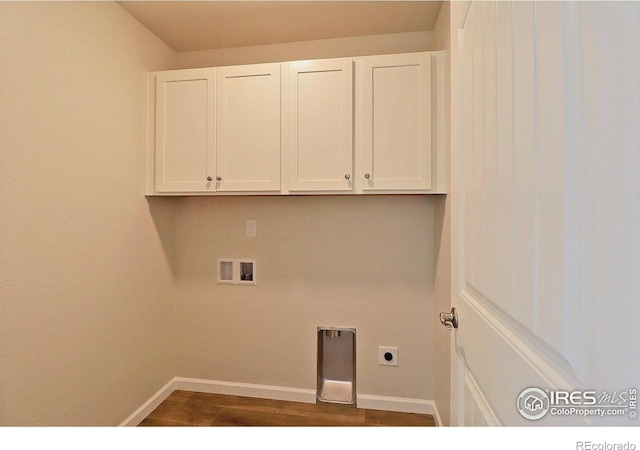 4327 Primrose Ln, Evans, CO 80620 - laundry room with cabinet space, washer hookup, hookup for an electric dryer, and dark wood-style floors