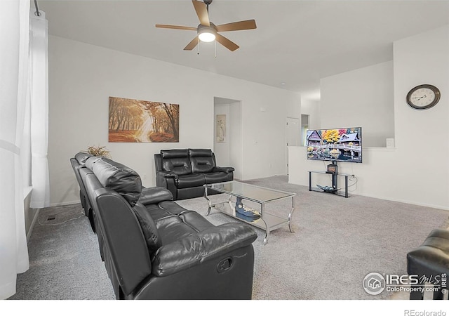 1774 Thrive Dr, Windsor, CO 80550 - carpeted living area featuring ceiling fan