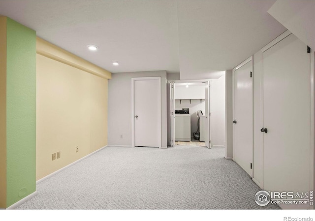 4636 Chestnut Ln, Boulder, CO 80301 - finished basement featuring washer / clothes dryer, carpet, and recessed lighting