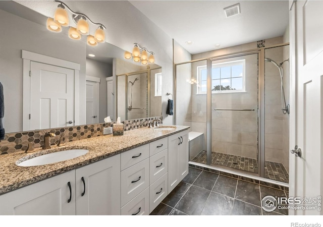 401 Cascade Ct, Johnstown, CO 80534 - full bathroom with a stall shower and double vanity