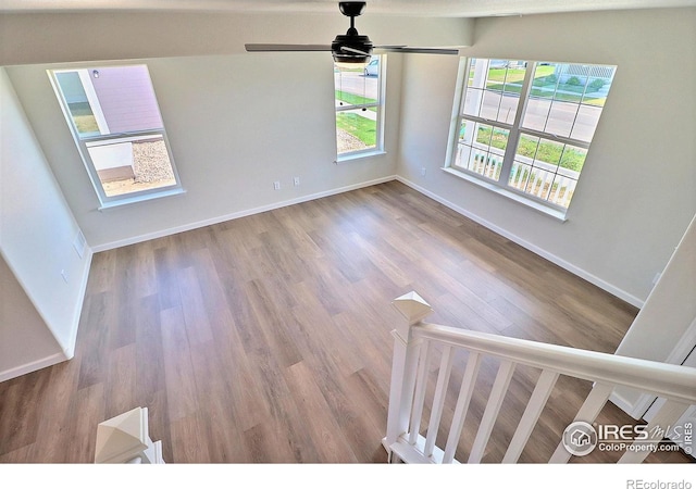 4319 Primrose Ln, Evans, CO 80620 - spare room with wood finished floors and a ceiling fan