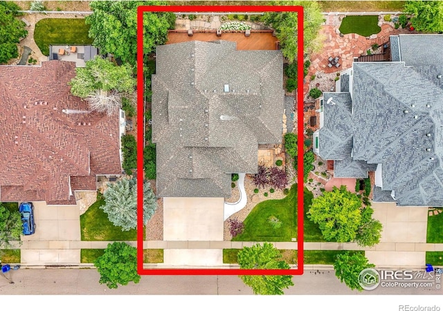 4283 Golf Vista Dr, Loveland, CO 80537 - aerial overview of property's location featuring property parcel outlined