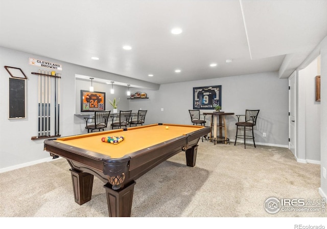 1625 Glacier Ave, Berthoud, CO 80513 - recreation room featuring carpet flooring, recessed lighting, and billiards table