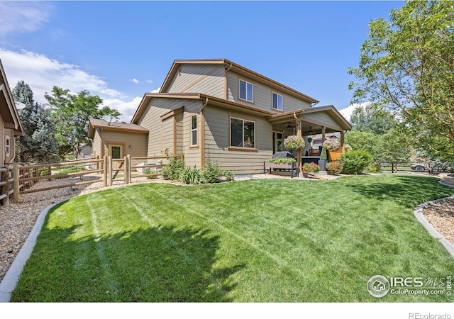4803 Withers Dr, Fort Collins, CO 80524 - back of property featuring a ceiling fan and a patio area