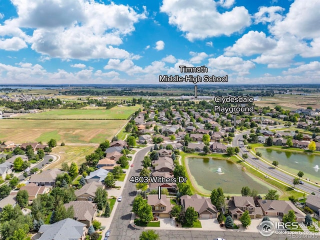 4803 Withers Dr, Fort Collins, CO 80524 - aerial view of residential area with a large body of water