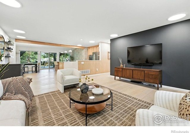 2545 Woodstock Pl, Boulder, CO 80305 - living room featuring light wood-style flooring and recessed lighting