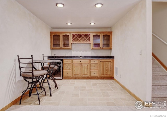 4500 Seneca St Unit 11, Fort Collins, CO 80526 - indoor wet bar with stairway, recessed lighting, and wine cooler