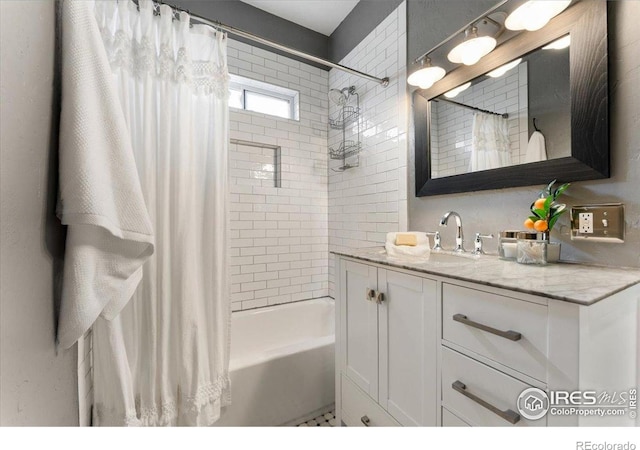 511 E Prospect Rd, Fort Collins, CO 80525 - bathroom with vanity and shower / tub combo with curtain