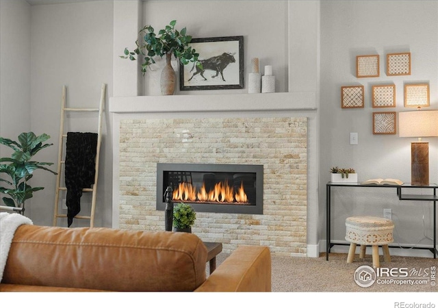 1062 Mt Columbia Dr, Severance, CO 80550 - carpeted living room with a fireplace
