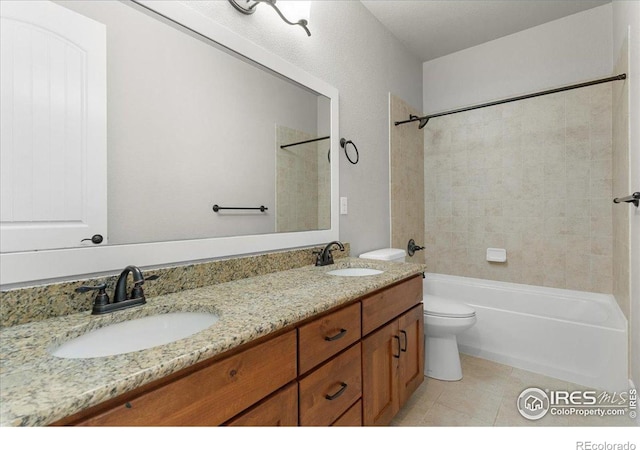 1062 Mt Columbia Dr, Severance, CO 80550 - full bathroom with double vanity, shower / tub combination, and tile patterned flooring