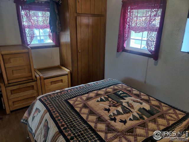 bedroom with multiple windows