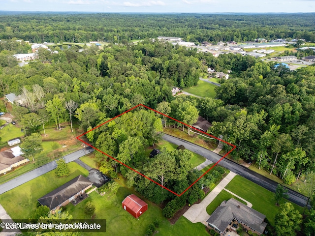 226 Auburn Dr, Alexander City, AL 35010 - aerial view of property's location featuring a forest and property boundaries highlighted