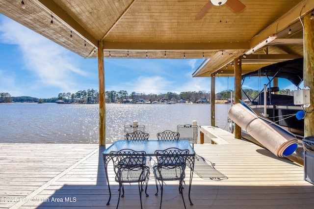 view of dock featuring a water view