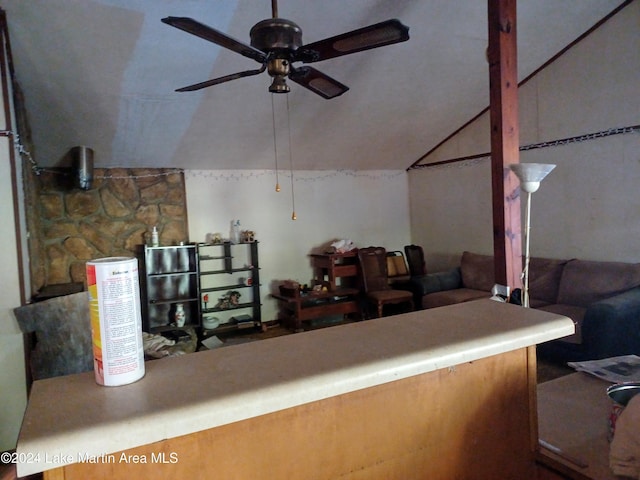 interior space featuring ceiling fan