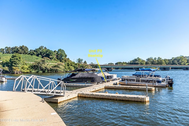 dock area featuring a water view