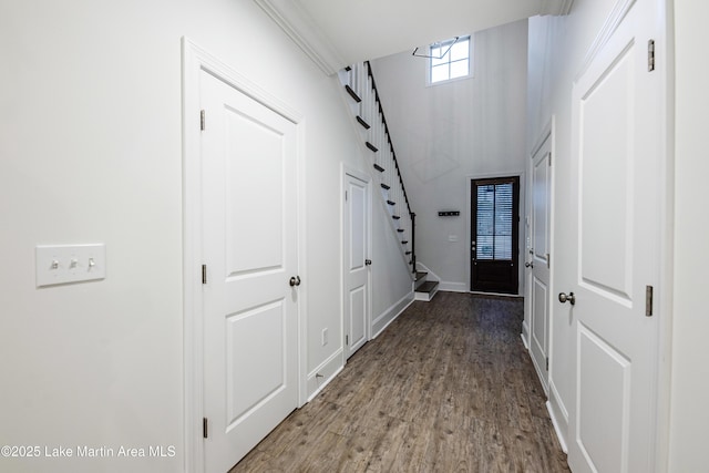 corridor featuring wood-type flooring