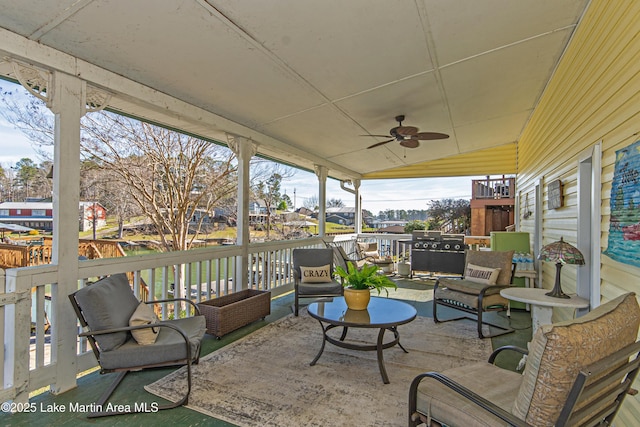 100 Royal Dr, Equality, AL 36026 - view of patio / terrace with an outdoor living space and a ceiling fan