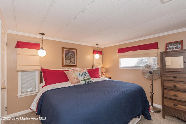 100 Royal Dr, Equality, AL 36026 - bedroom featuring baseboards, carpet floors, and ornamental molding