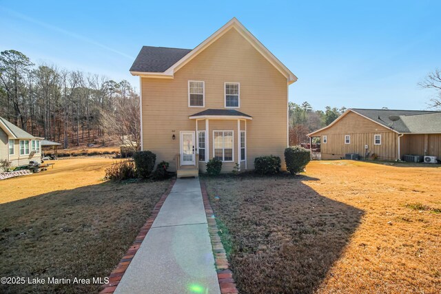 view of front of house with a front lawn