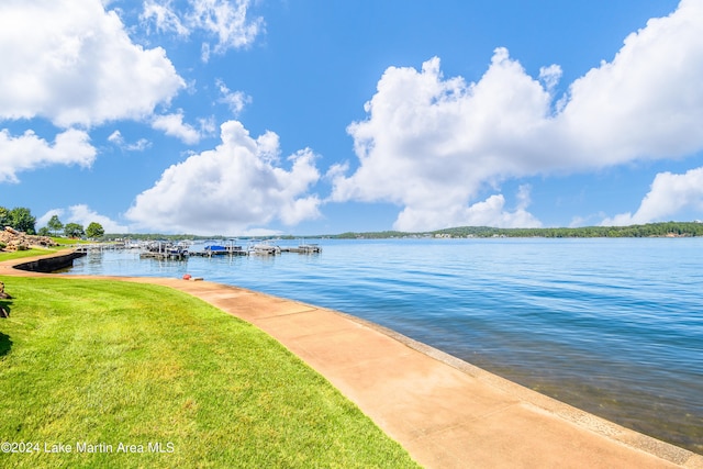 property view of water with a boat dock