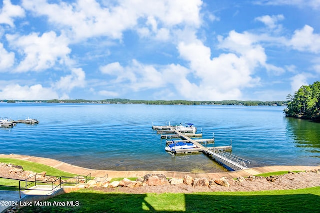 view of dock featuring a water view