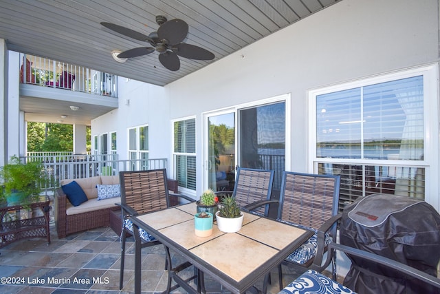 view of patio / terrace with grilling area and ceiling fan