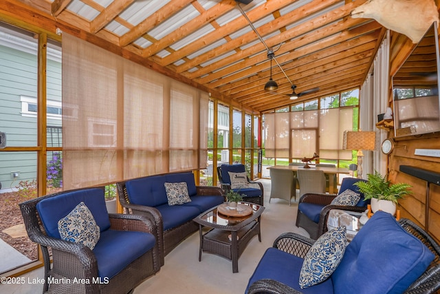 24 Hideaway Cir, Jacksons Gap, AL 36861 - sunroom / solarium featuring plenty of natural light, a ceiling fan, and an outdoor hangout area