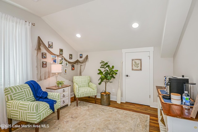 24 Hideaway Cir, Jacksons Gap, AL 36861 - sitting room with vaulted ceiling, recessed lighting, and wood finished floors