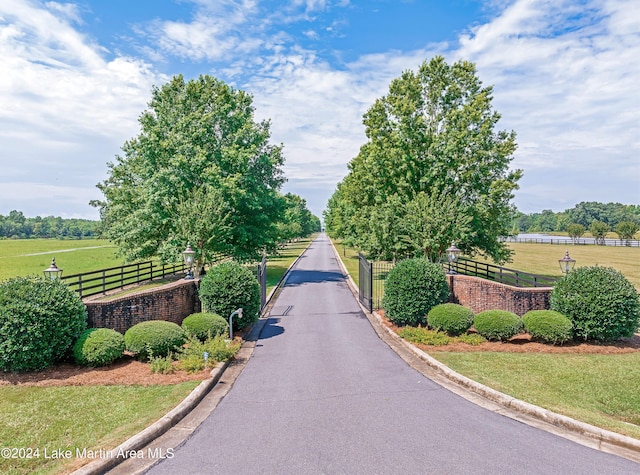 view of road with a rural view