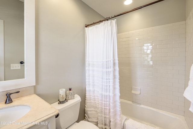 110 Village Loop Unit A103, Dadeville, AL 36853 - bathroom featuring vanity, shower / bath combination with curtain, and recessed lighting