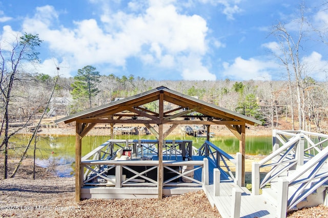 view of dock featuring a water view