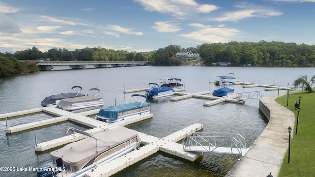 view of dock featuring a water view