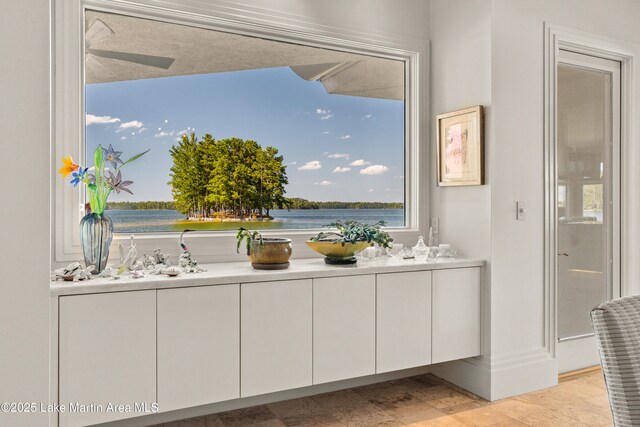 1020 Wake Robin, Eclectic, AL 36024 - interior space with a healthy amount of sunlight, a water view, and ceiling fan