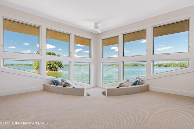 1020 Wake Robin, Eclectic, AL 36024 - sunroom / solarium featuring a healthy amount of sunlight, a water view, baseboards, and carpet
