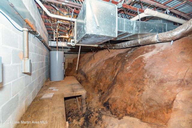 basement with gas water heater